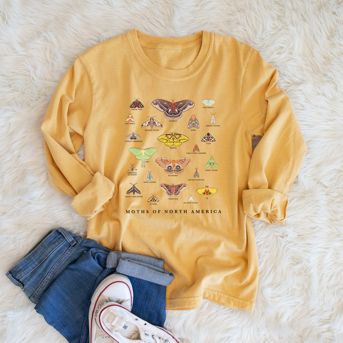 Moths of North America - Heavyweight 100% Cotton Long Sleeve