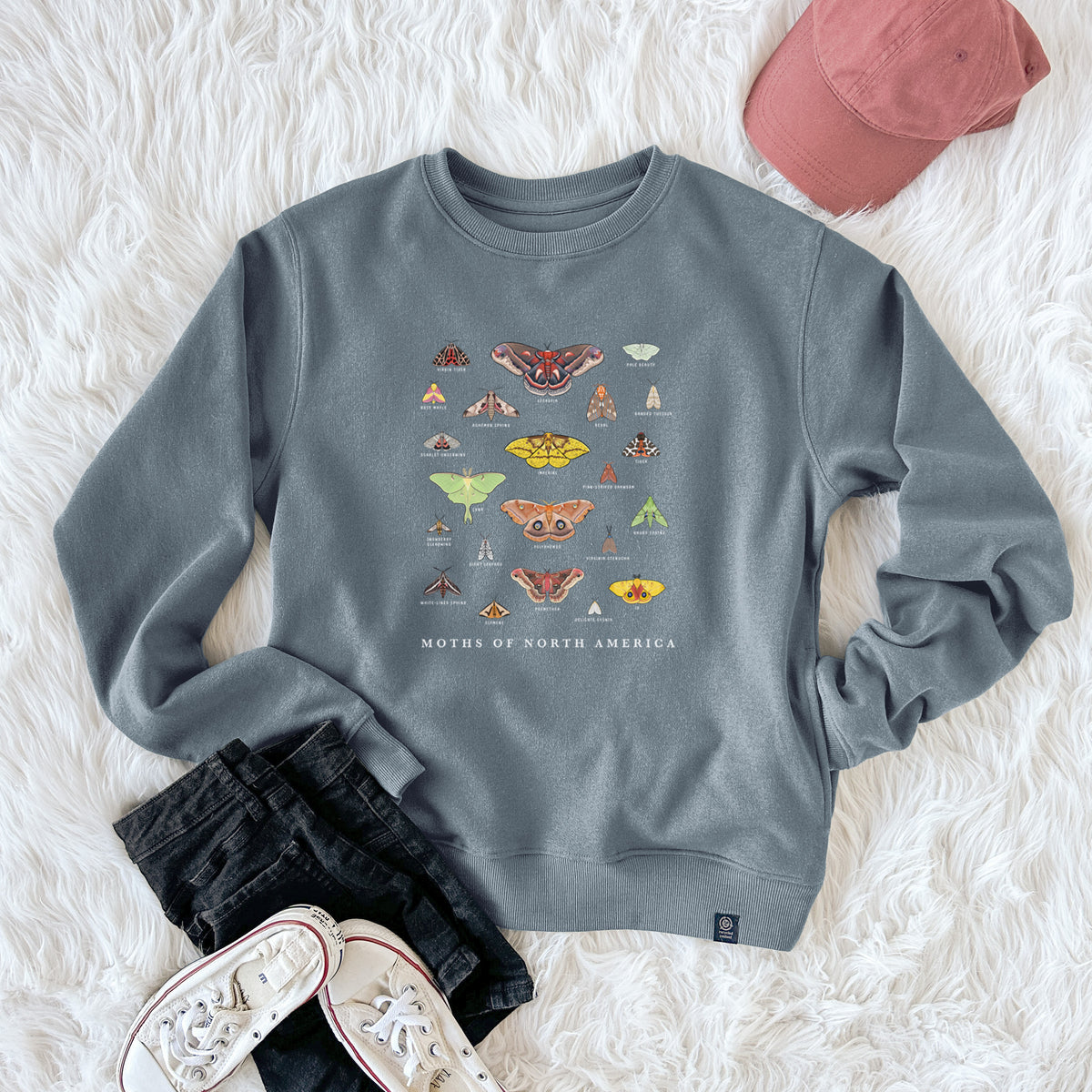 Moths of North America  - Unisex Reclaimed Crewneck Sweatshirt