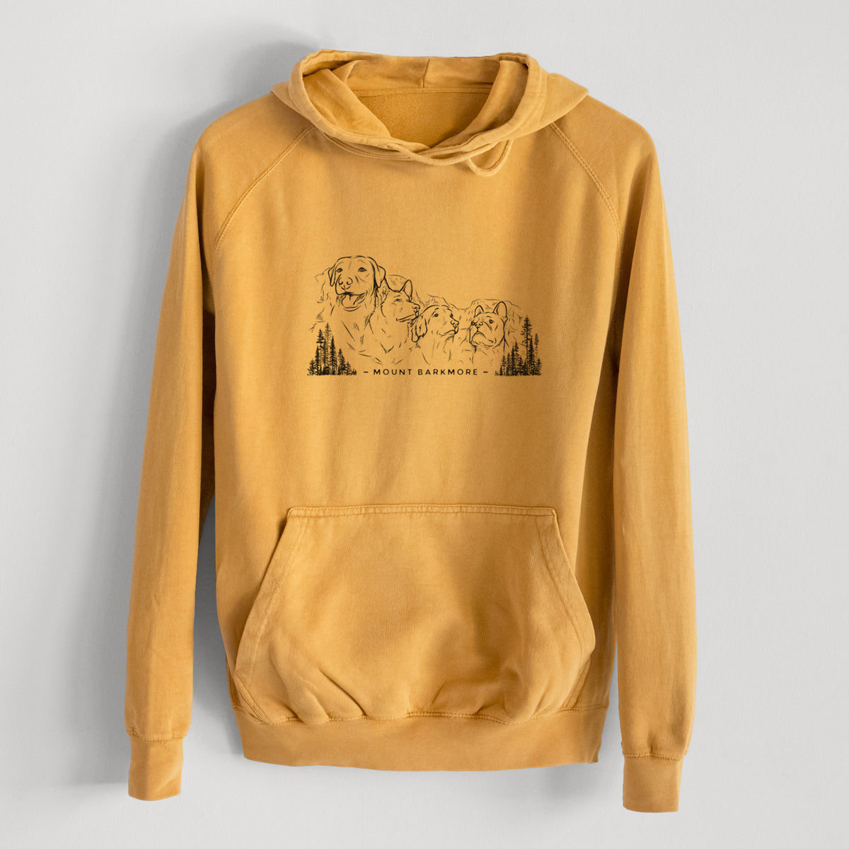 Mount Barkmore - Dog Tribute  - Mid-Weight Unisex Vintage 100% Cotton Hoodie