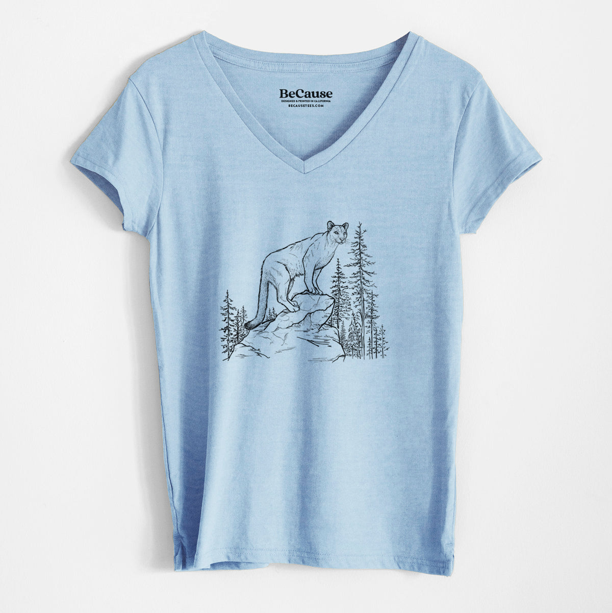 Mountain Lion - Puma concolor - Women&#39;s 100% Recycled V-neck