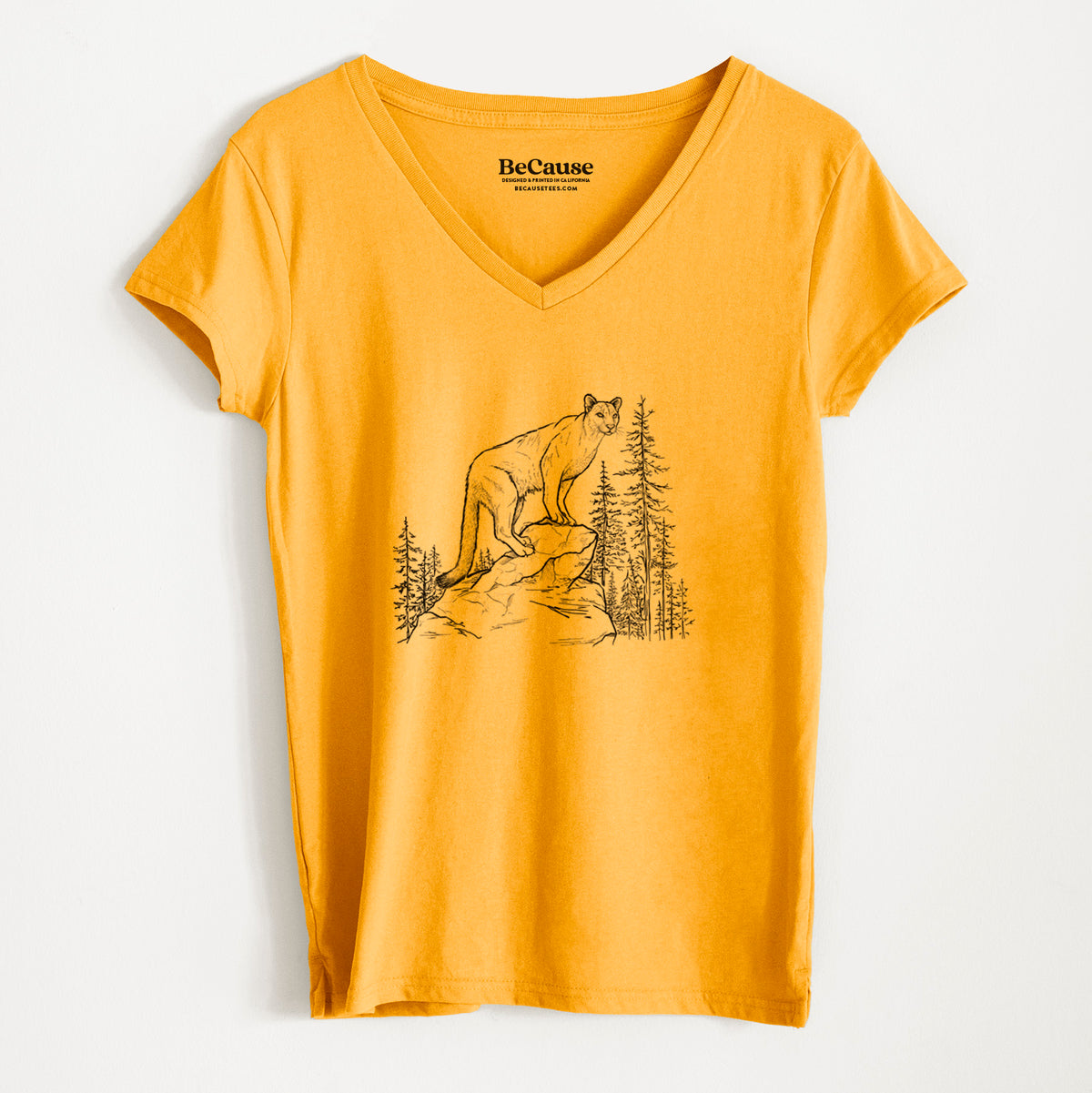 Mountain Lion - Puma concolor - Women&#39;s 100% Recycled V-neck