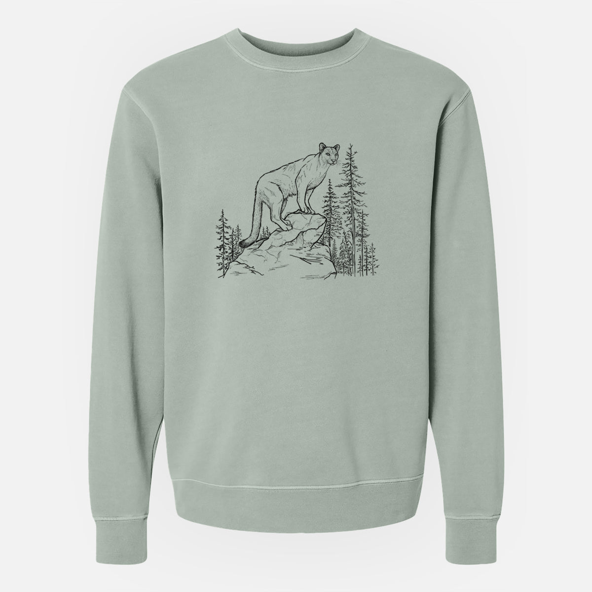 Mountain Lion - Puma concolor - Unisex Pigment Dyed Crew Sweatshirt