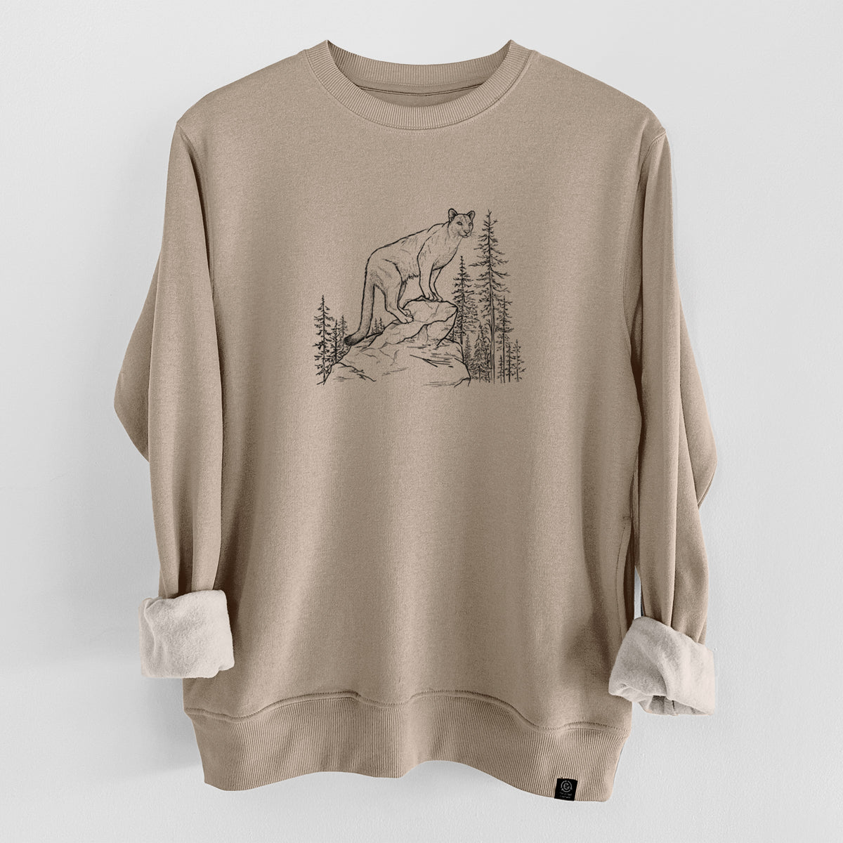 Mountain Lion - Puma concolor  - Unisex Reclaimed Crewneck Sweatshirt