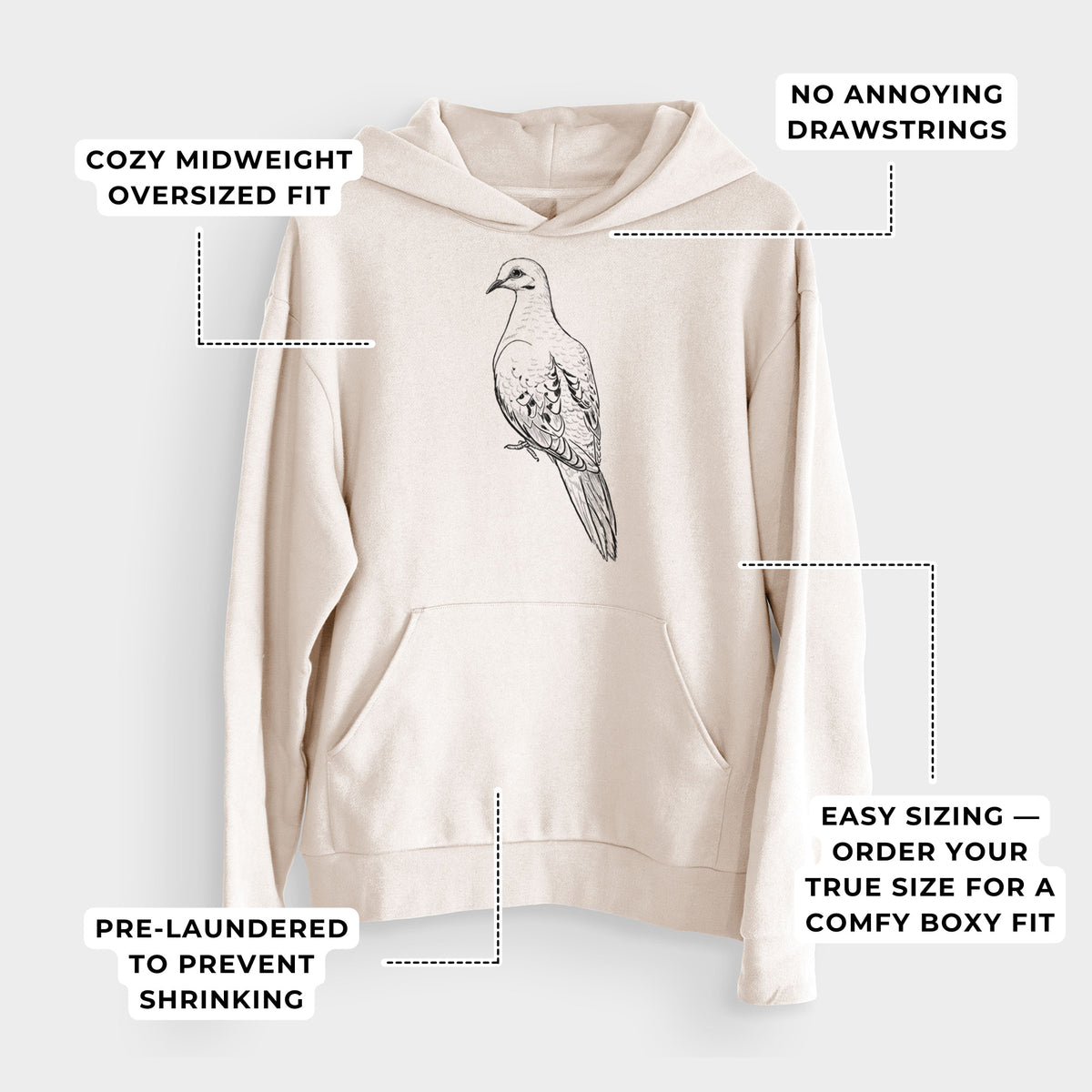 Mourning Dove - Zenaida macroura  - Bodega Midweight Hoodie