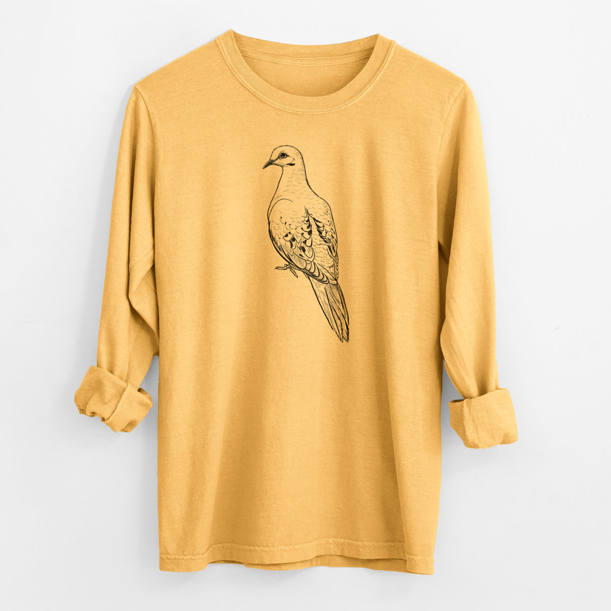 Mourning Dove - Zenaida macroura - Men&#39;s Heavyweight 100% Cotton Long Sleeve