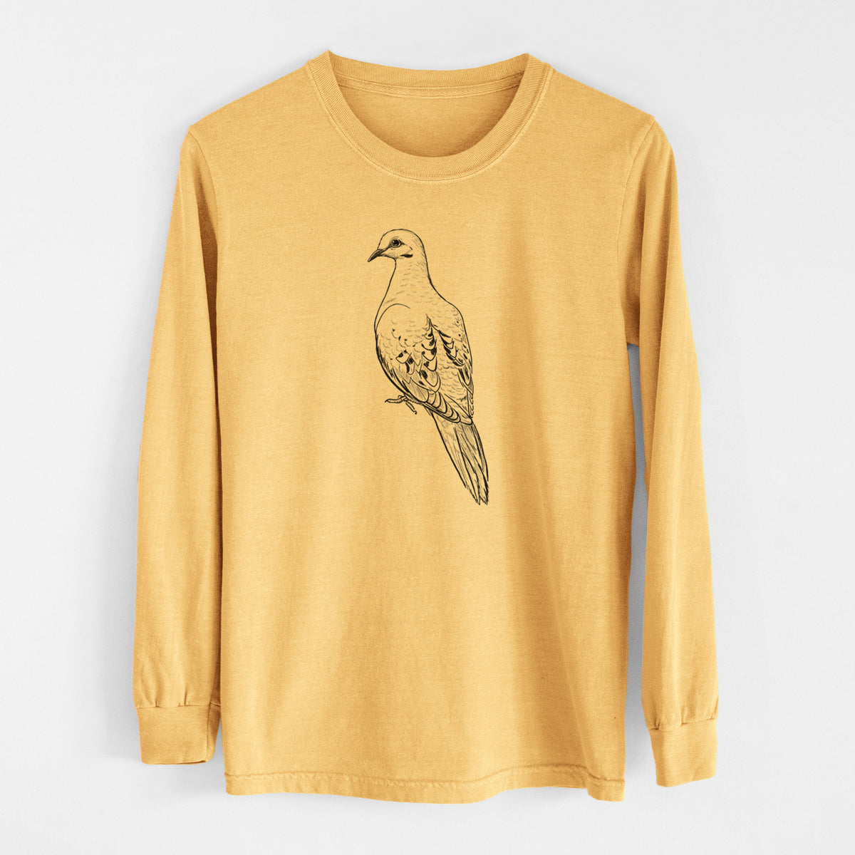 Mourning Dove - Zenaida macroura - Men&#39;s Heavyweight 100% Cotton Long Sleeve