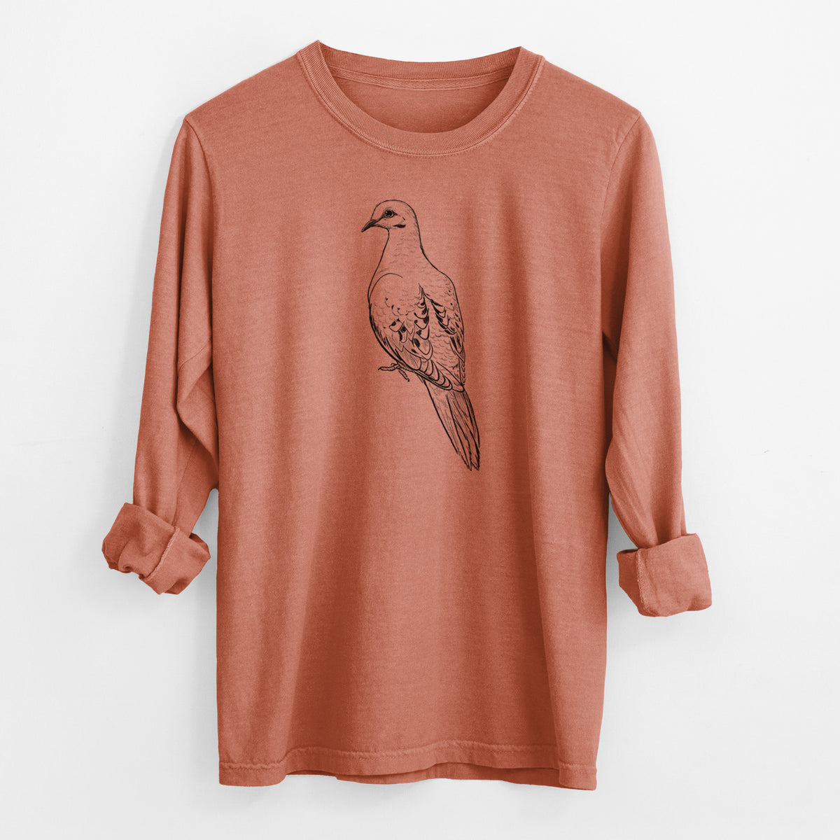 Mourning Dove - Zenaida macroura - Men&#39;s Heavyweight 100% Cotton Long Sleeve