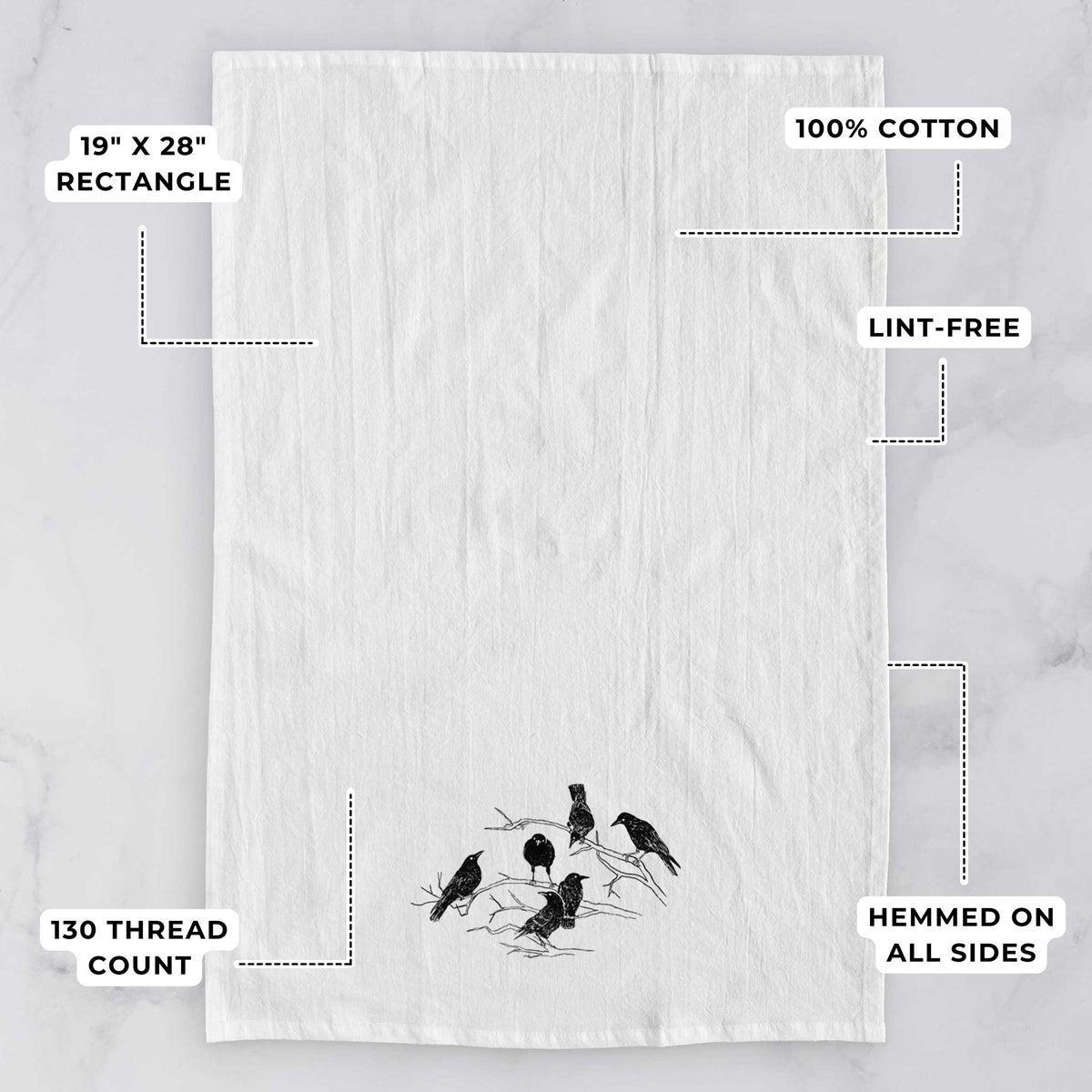 Murder of Crows Tea Towel