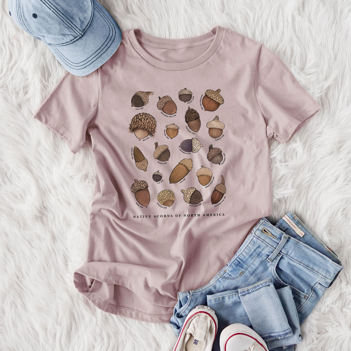 Native Acorns of North America - Women's Lightweight Relaxed Fit 100% Cotton Crewneck