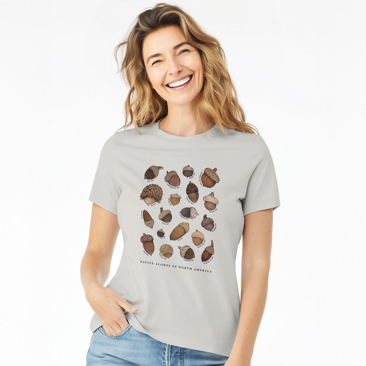 Native Acorns of North America - Women's Lightweight Relaxed Fit 100% Cotton Crewneck