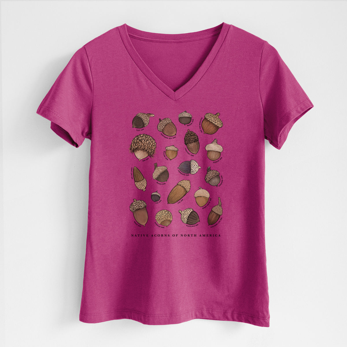 Native Acorns of North America - Women's Lightweight Relaxed Fit 100% Cotton V-neck