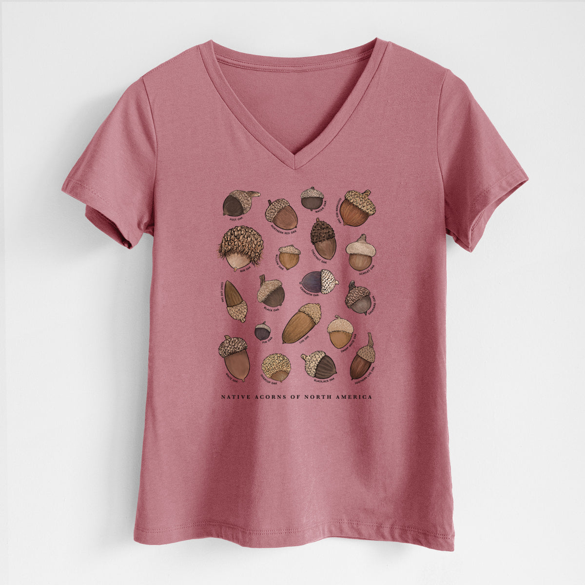 Native Acorns of North America - Women's Lightweight Relaxed Fit 100% Cotton V-neck