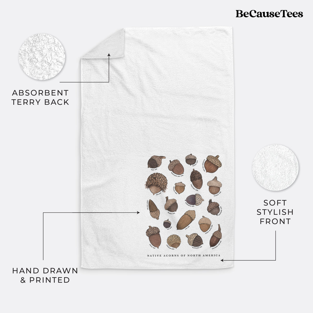 Native Acorns of North America Premium Hand Towel