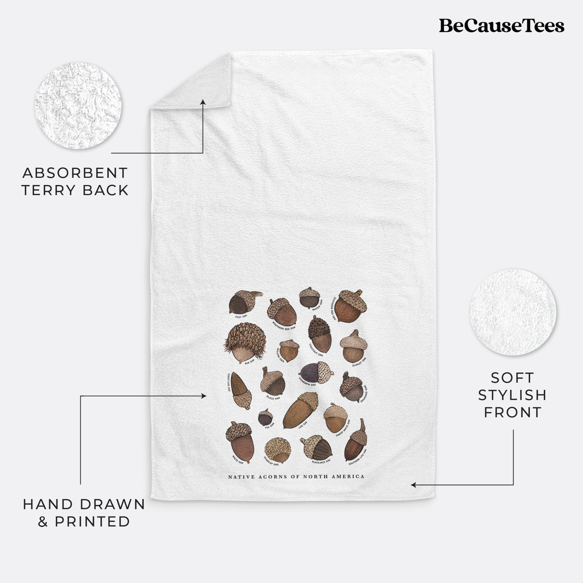 Native Acorns of North America Premium Hand Towel