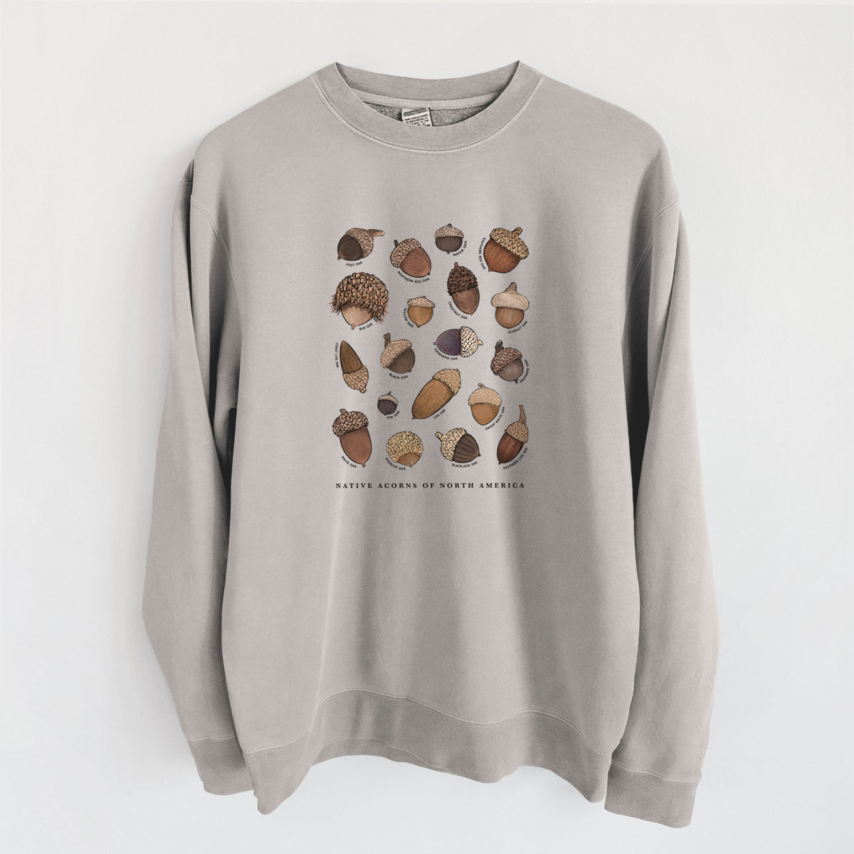 Native Acorns of North America - Unisex Pigment Dyed Crew Sweatshirt