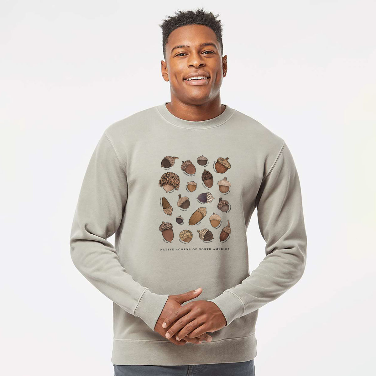 Native Acorns of North America - Unisex Pigment Dyed Crew Sweatshirt