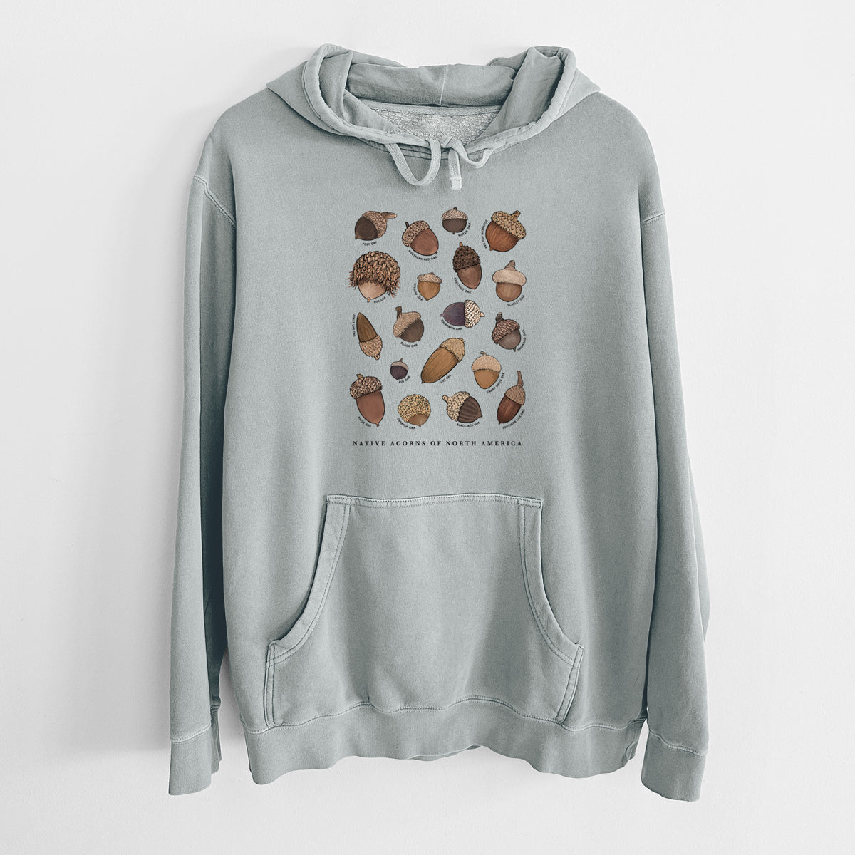 Native Acorns of North America - Unisex Pigment Dyed Hoodie
