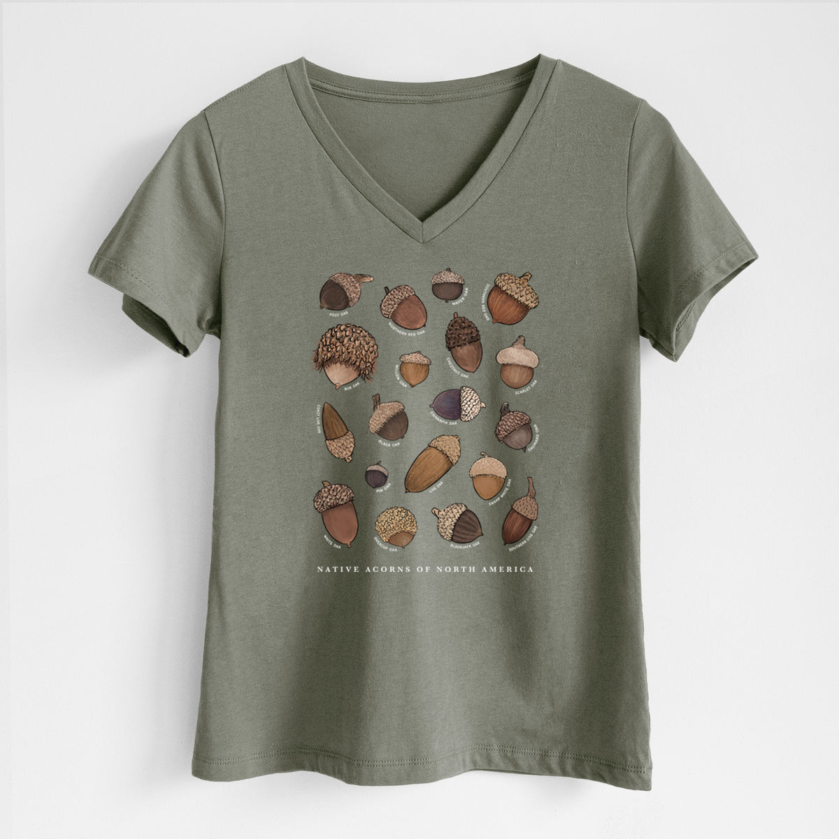 Native Acorns of North America - Women's Lightweight Relaxed Fit 100% Cotton V-neck