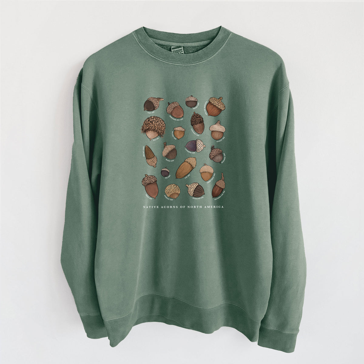 Native Acorns of North America - Unisex Pigment Dyed Crew Sweatshirt