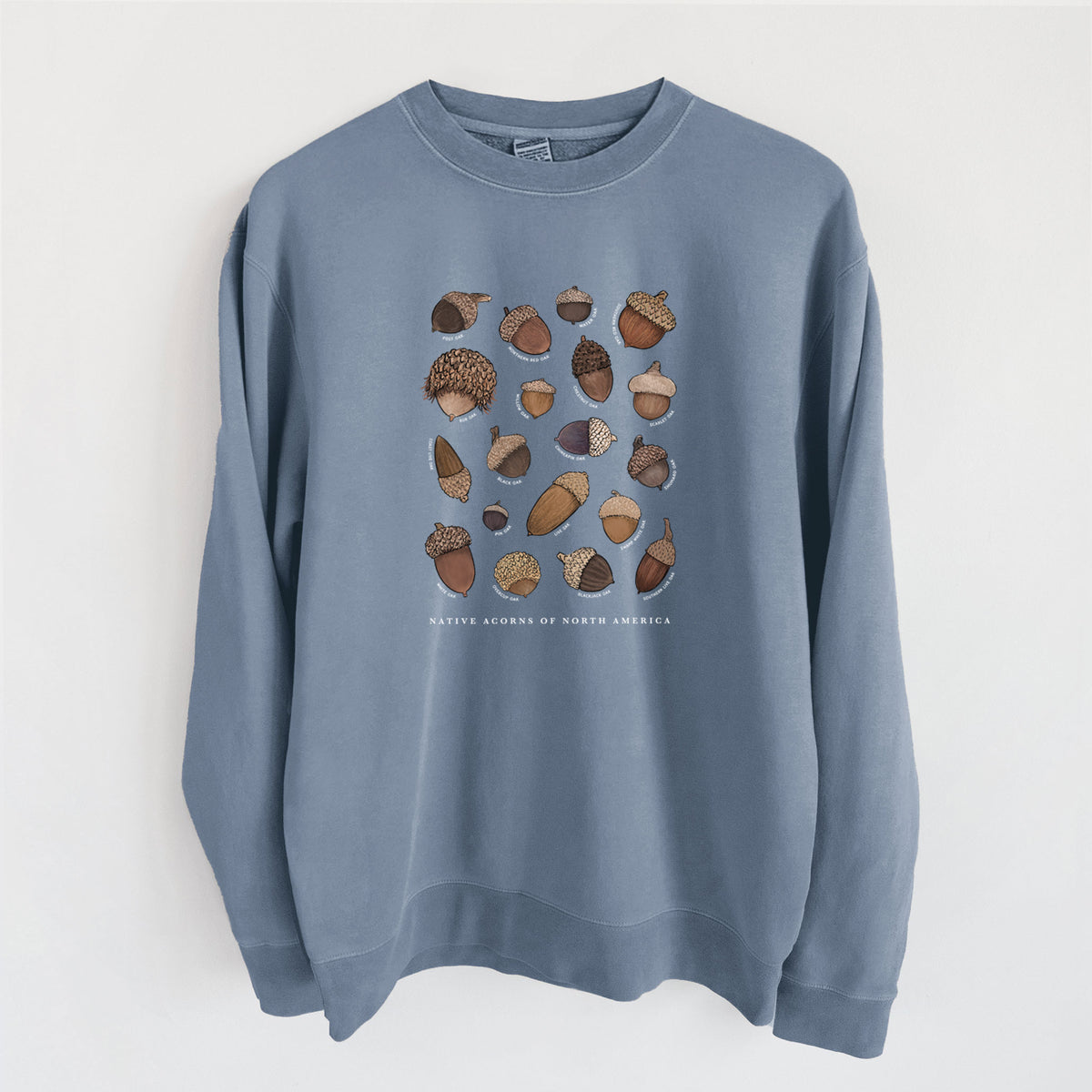 Native Acorns of North America - Unisex Pigment Dyed Crew Sweatshirt