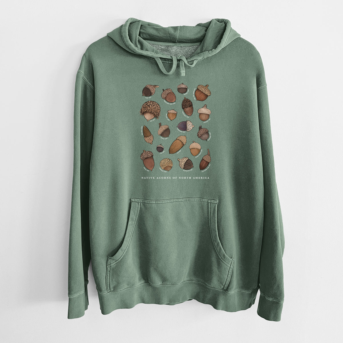 Native Acorns of North America - Unisex Pigment Dyed Hoodie