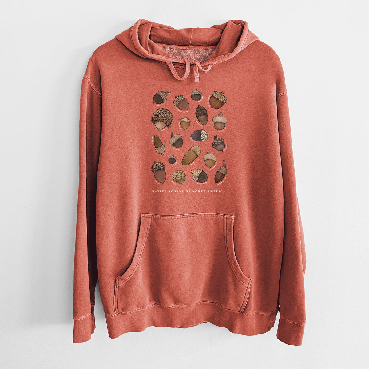 Native Acorns of North America - Unisex Pigment Dyed Hoodie