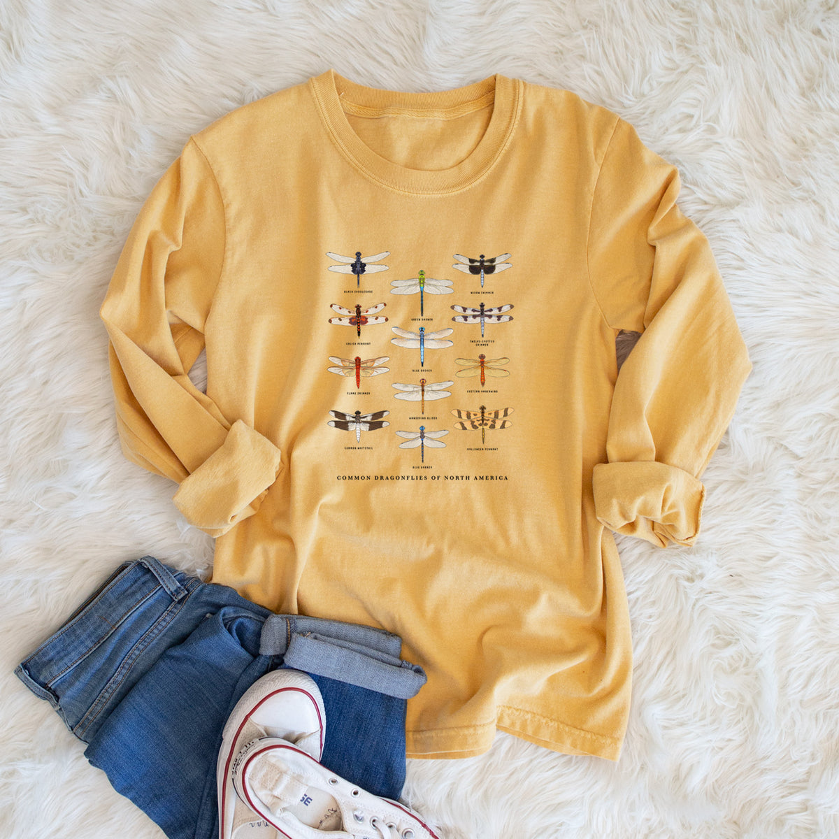 Common Dragonflies of North America - Unisex Comfort Colors 100% Cotton Long Sleeve