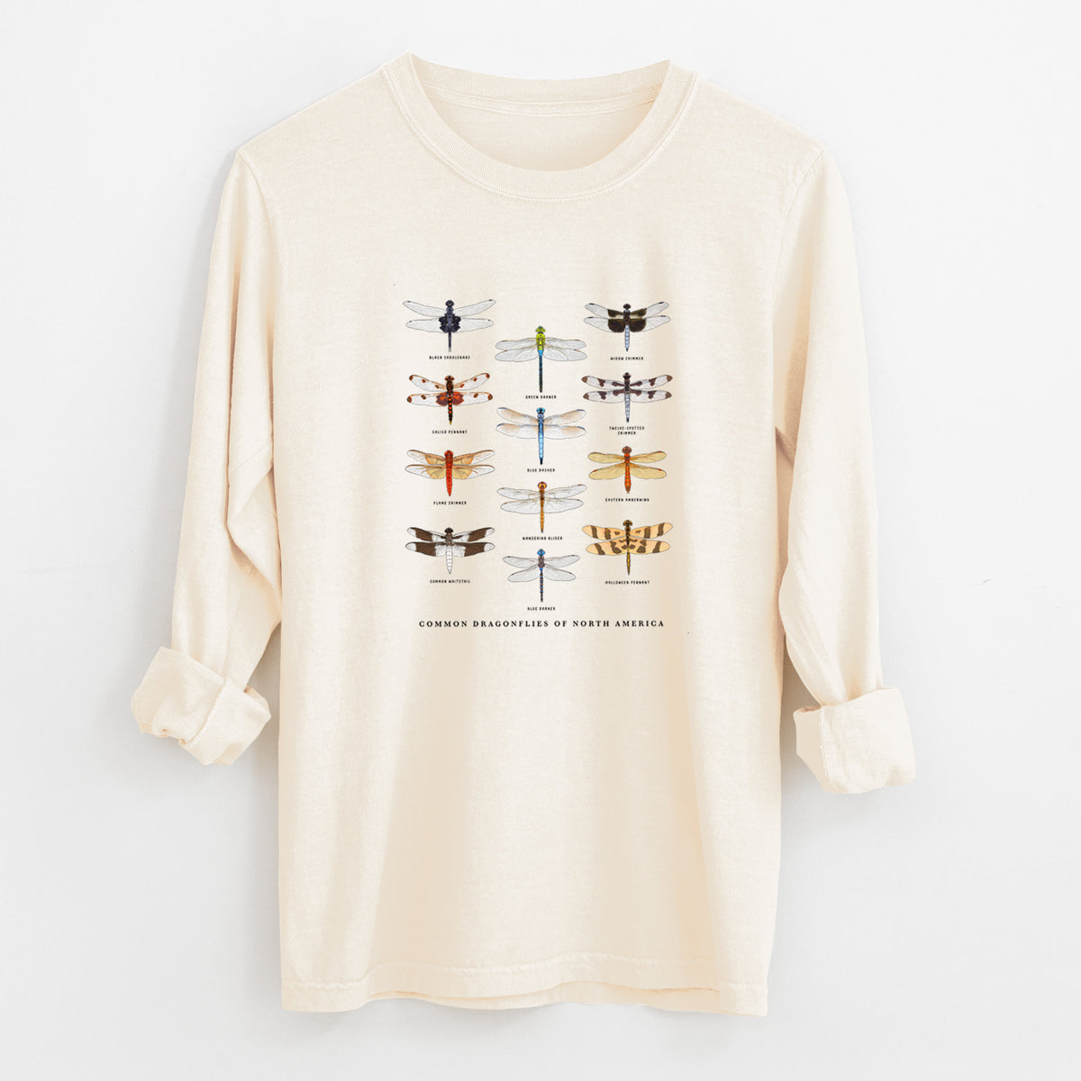 Common Dragonflies of North America - Unisex Comfort Colors 100% Cotton Long Sleeve