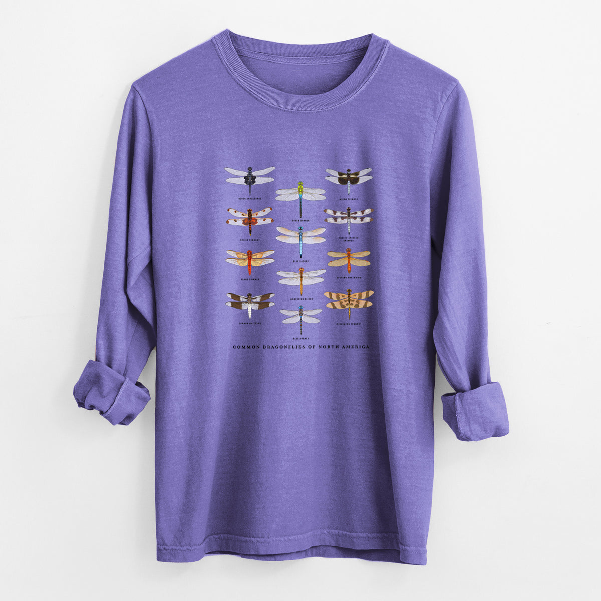 Common Dragonflies of North America - Unisex Comfort Colors 100% Cotton Long Sleeve