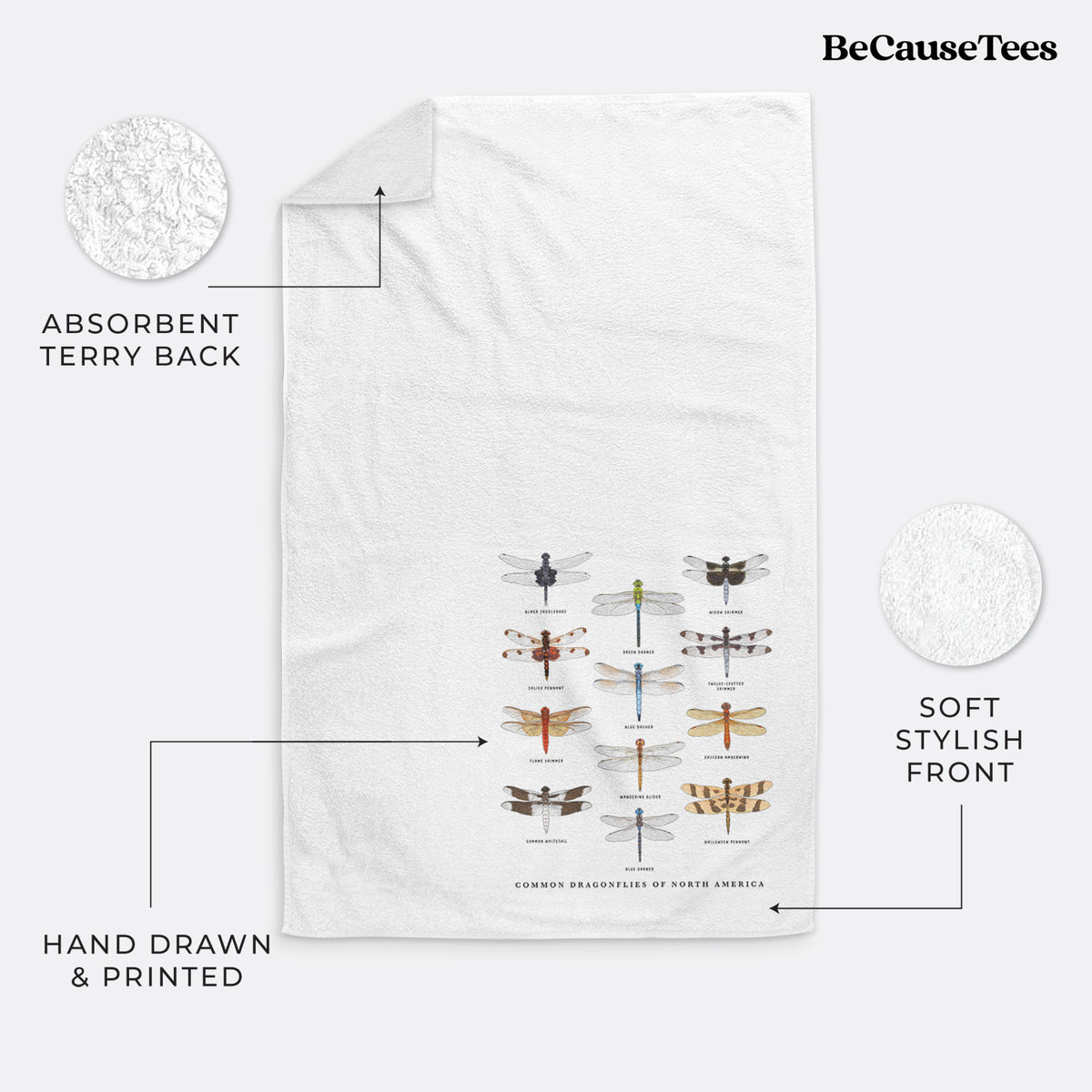 Common Dragonflies of North America Premium Hand Towel