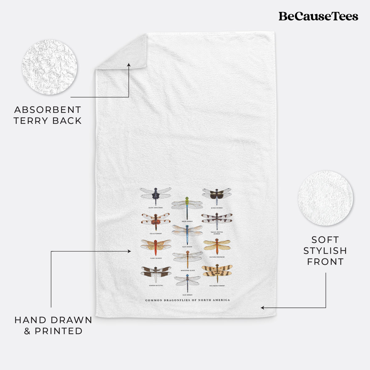 Common Dragonflies of North America Premium Hand Towel