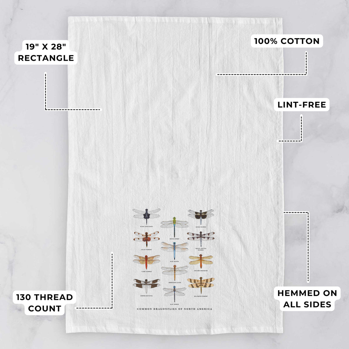 Common Dragonflies of North America Tea Towel