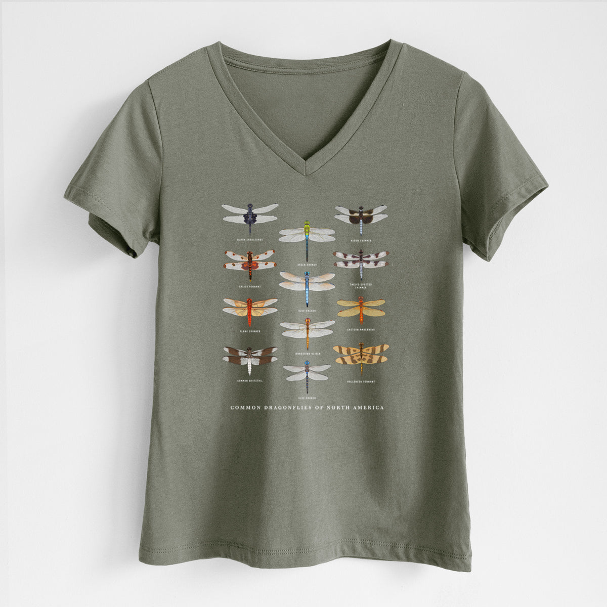 Common Dragonflies of North America - Women's Lightweight Relaxed Fit 100% Cotton V-neck