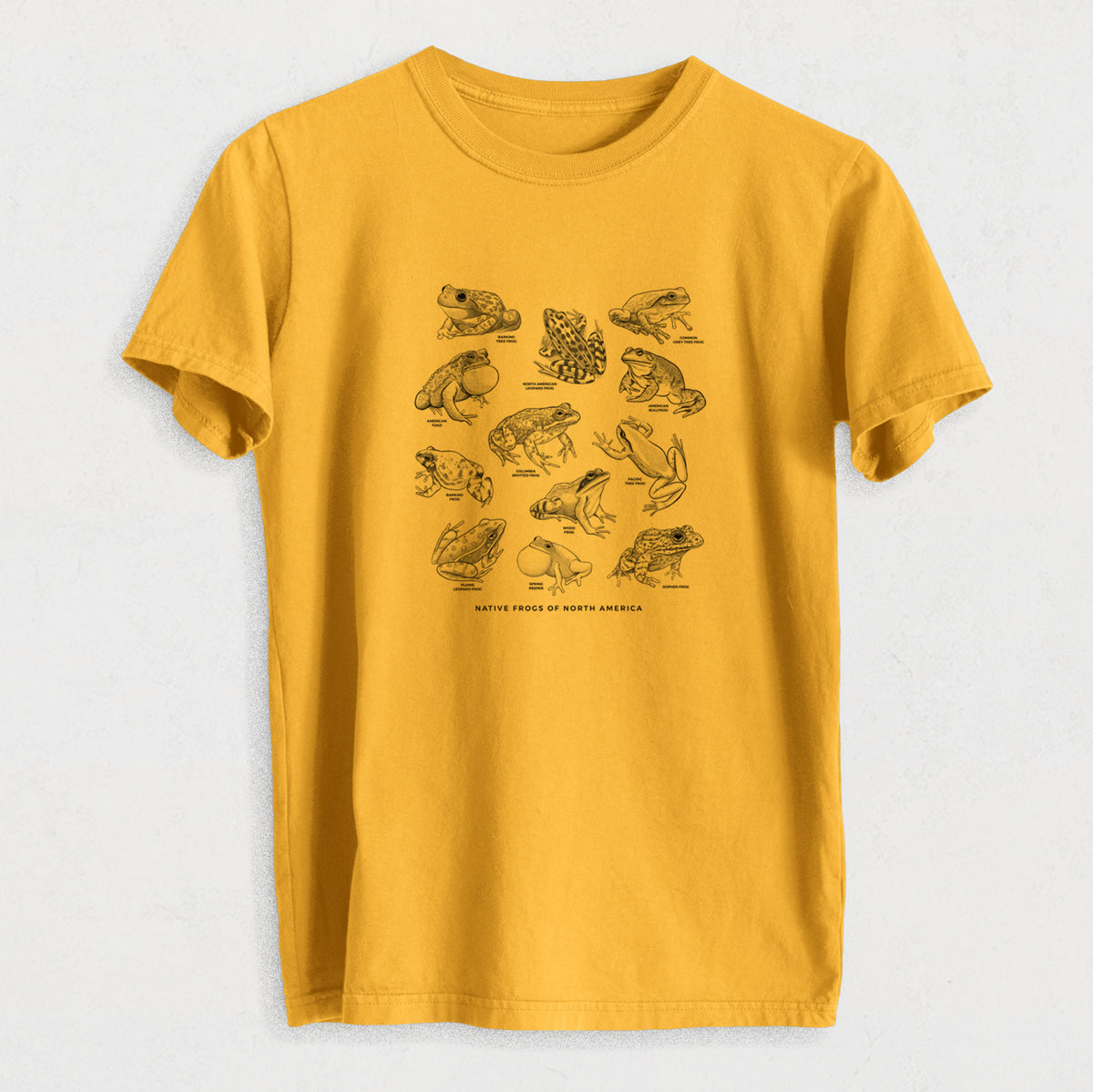 An Illustrated Guide to Native Frogs of North America - Heavyweight Men&#39;s 100% Organic Cotton Tee