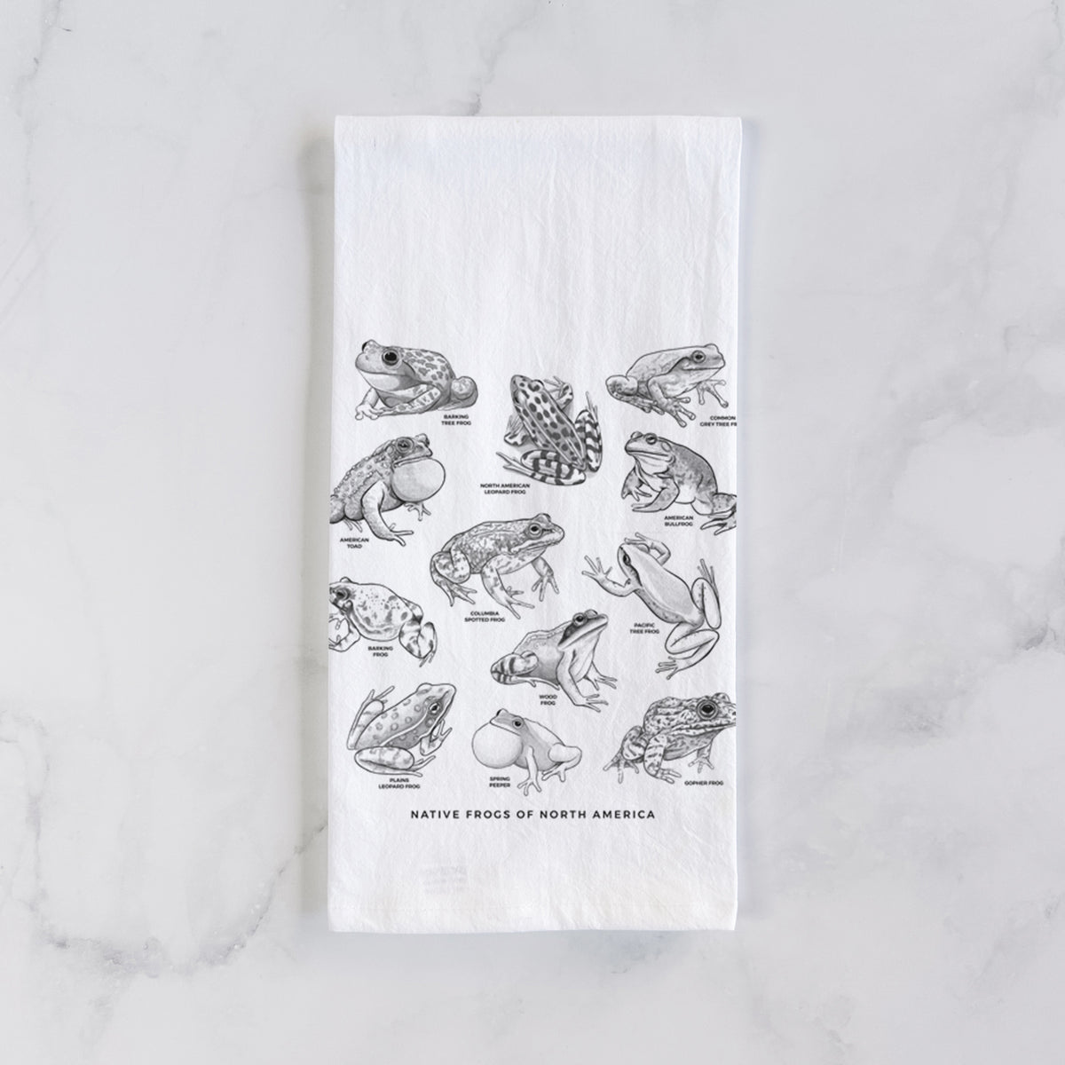 An Illustrated Guide to Native Frogs of North America Tea Towel