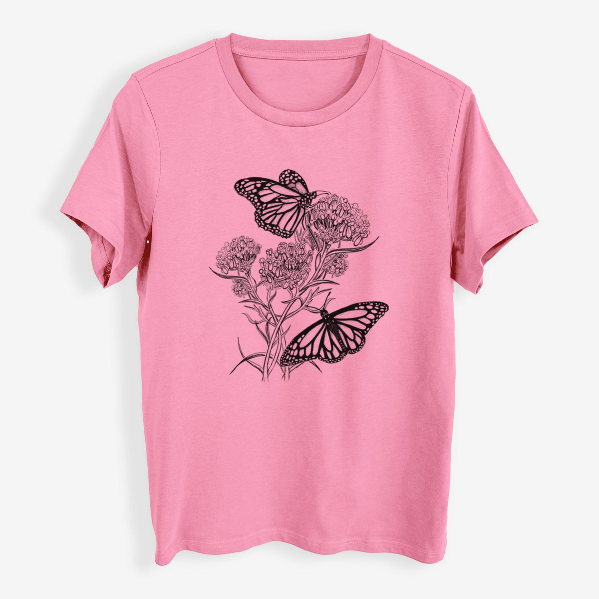 Narrowleaf Milkweed with Monarchs - Womens Everyday Maple Tee