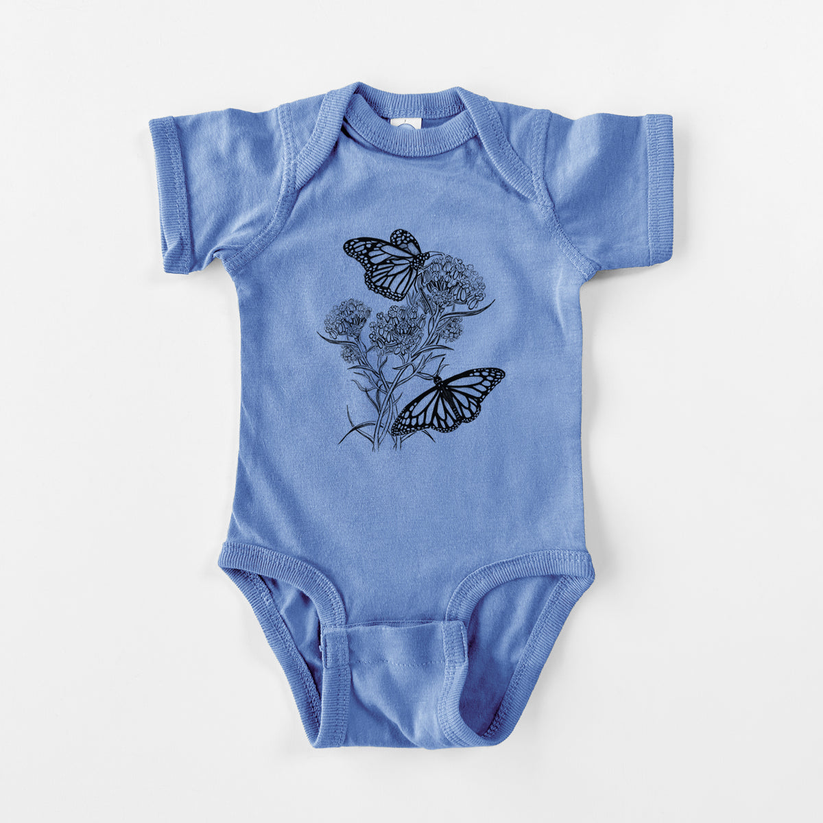 Narrowleaf Milkweed with Monarchs - Baby Fine Jersey Bodysuit