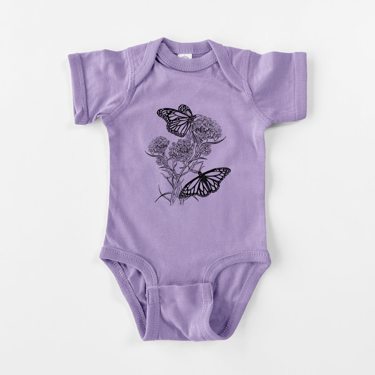 Narrowleaf Milkweed with Monarchs - Baby Fine Jersey Bodysuit
