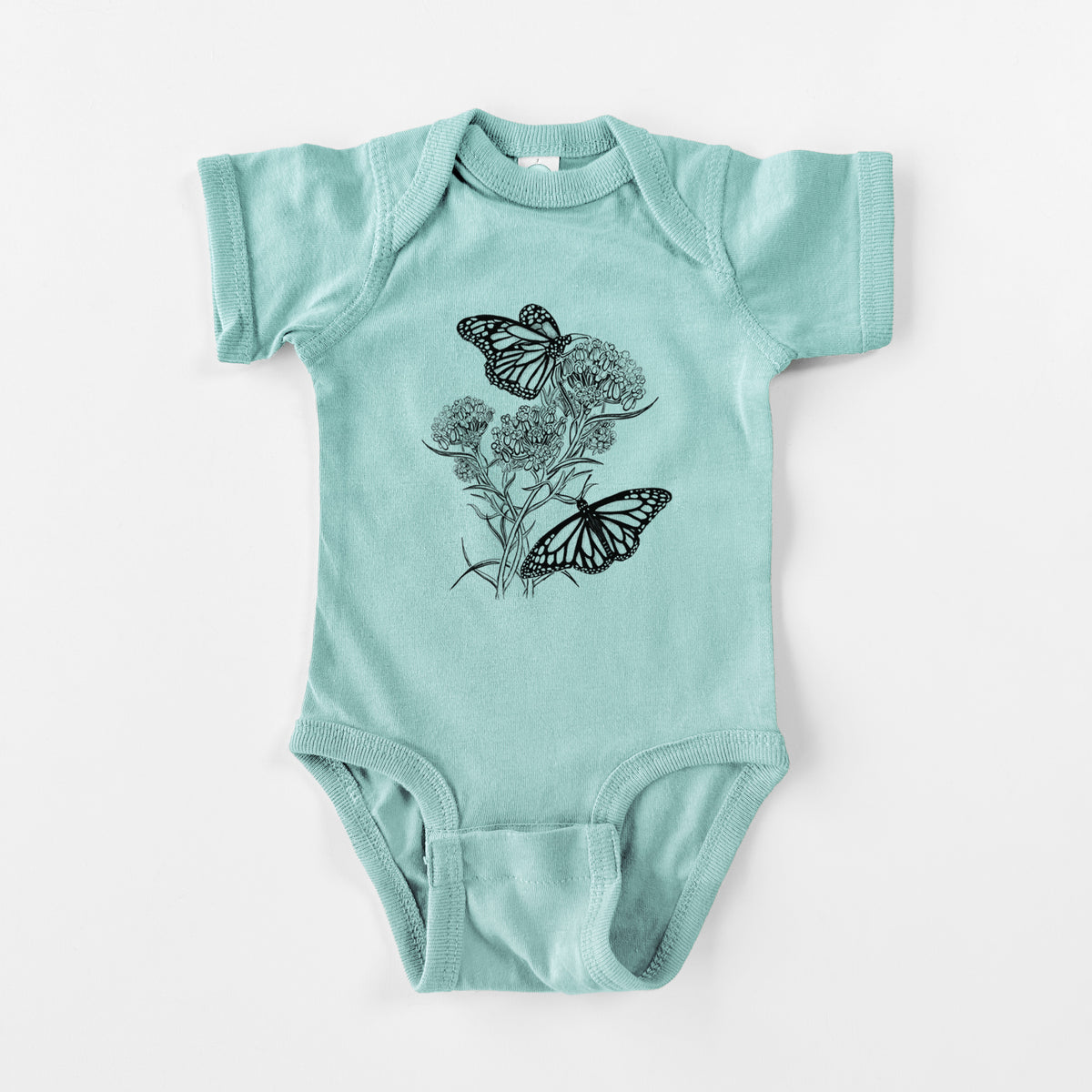 Narrowleaf Milkweed with Monarchs - Baby Fine Jersey Bodysuit