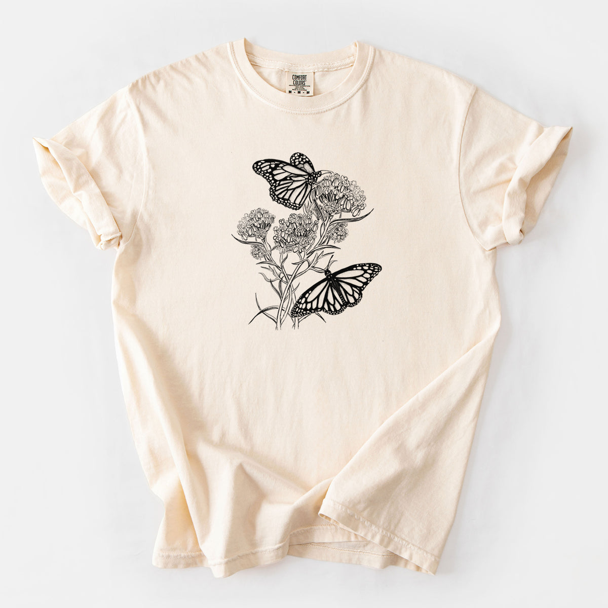 Narrowleaf Milkweed with Monarchs - Unisex Comfort Colors Garment-Dyed Heavyweight T-shirt