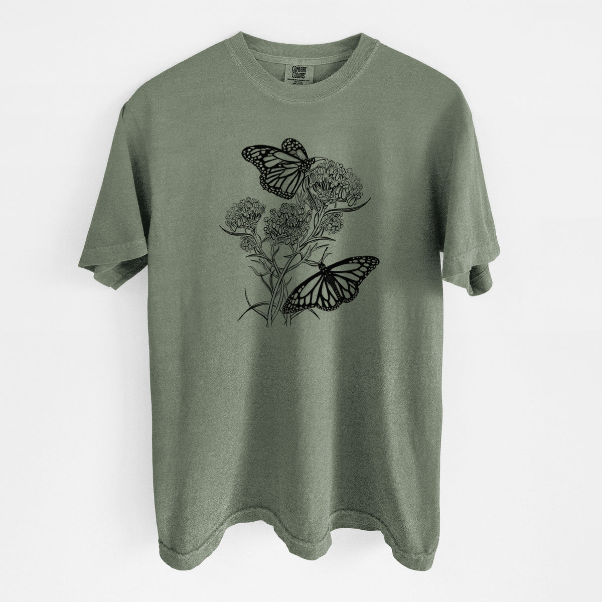 Narrowleaf Milkweed with Monarchs - Unisex Comfort Colors Garment-Dyed Heavyweight T-shirt