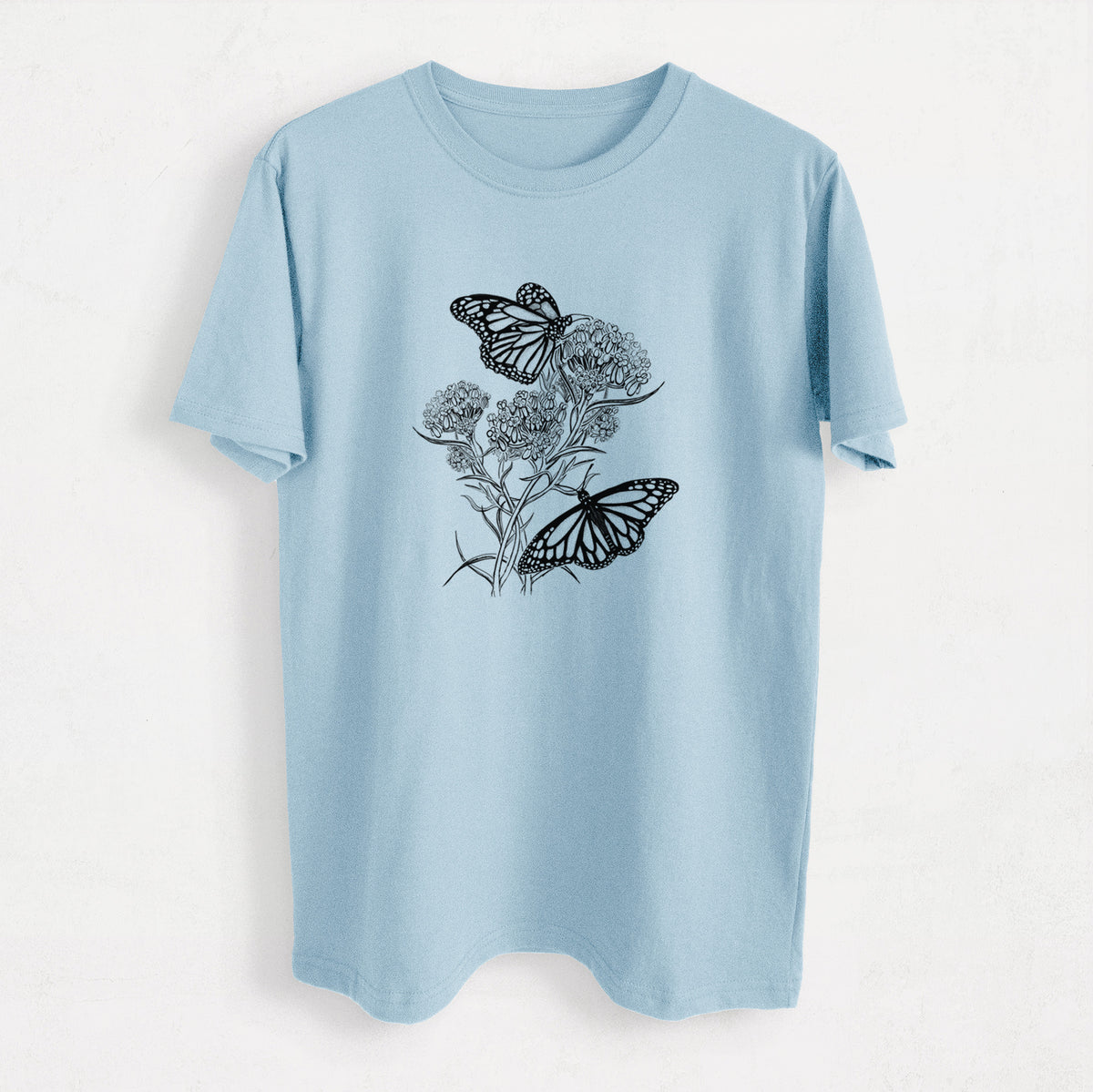 Narrowleaf Milkweed with Monarchs - Heavyweight Men&#39;s 100% Organic Cotton Tee