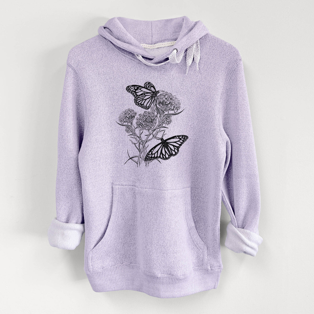 Narrowleaf Milkweed with Monarchs - Knit Hoodie