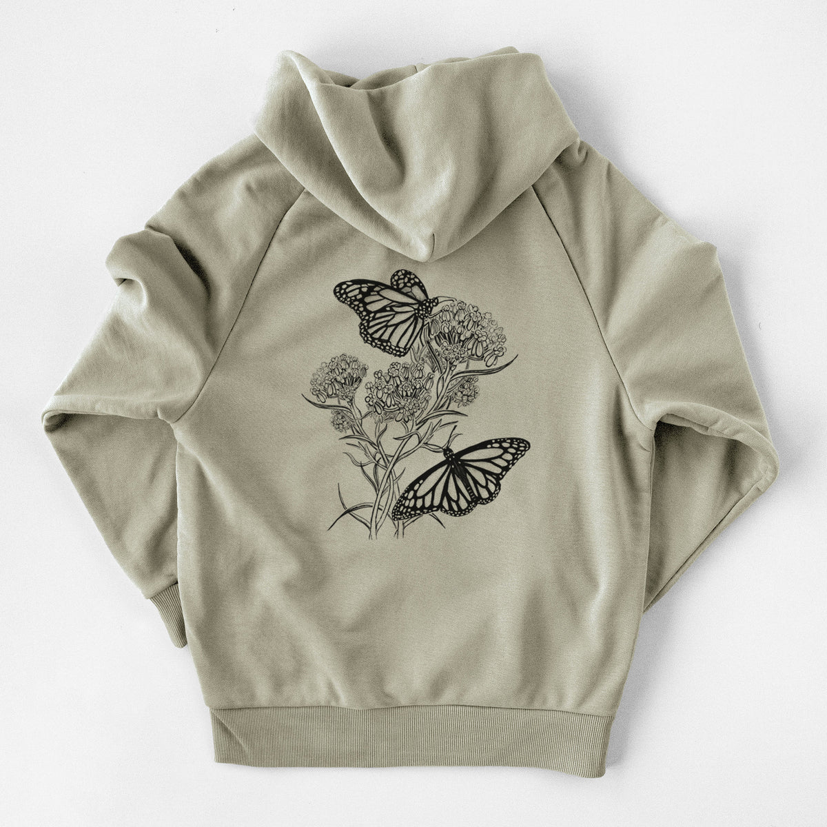 Narrowleaf Milkweed with Monarchs - UltraLuxe Heavyweight French Terry Hoodie
