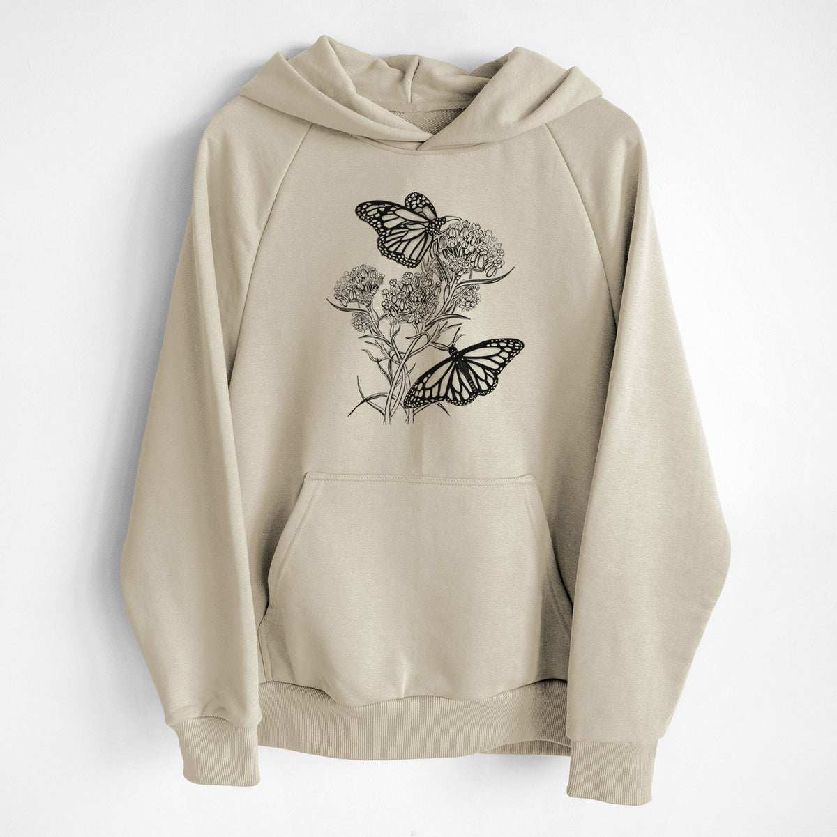 Narrowleaf Milkweed with Monarchs - UltraLuxe Heavyweight French Terry Hoodie