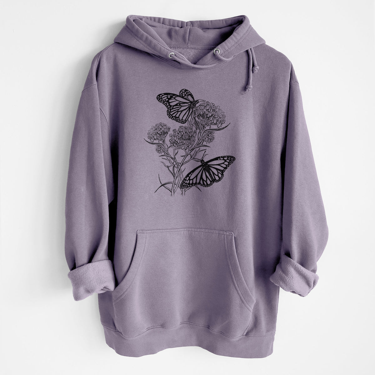 Narrowleaf Milkweed with Monarchs - Heavyweight Fleece Hoodie