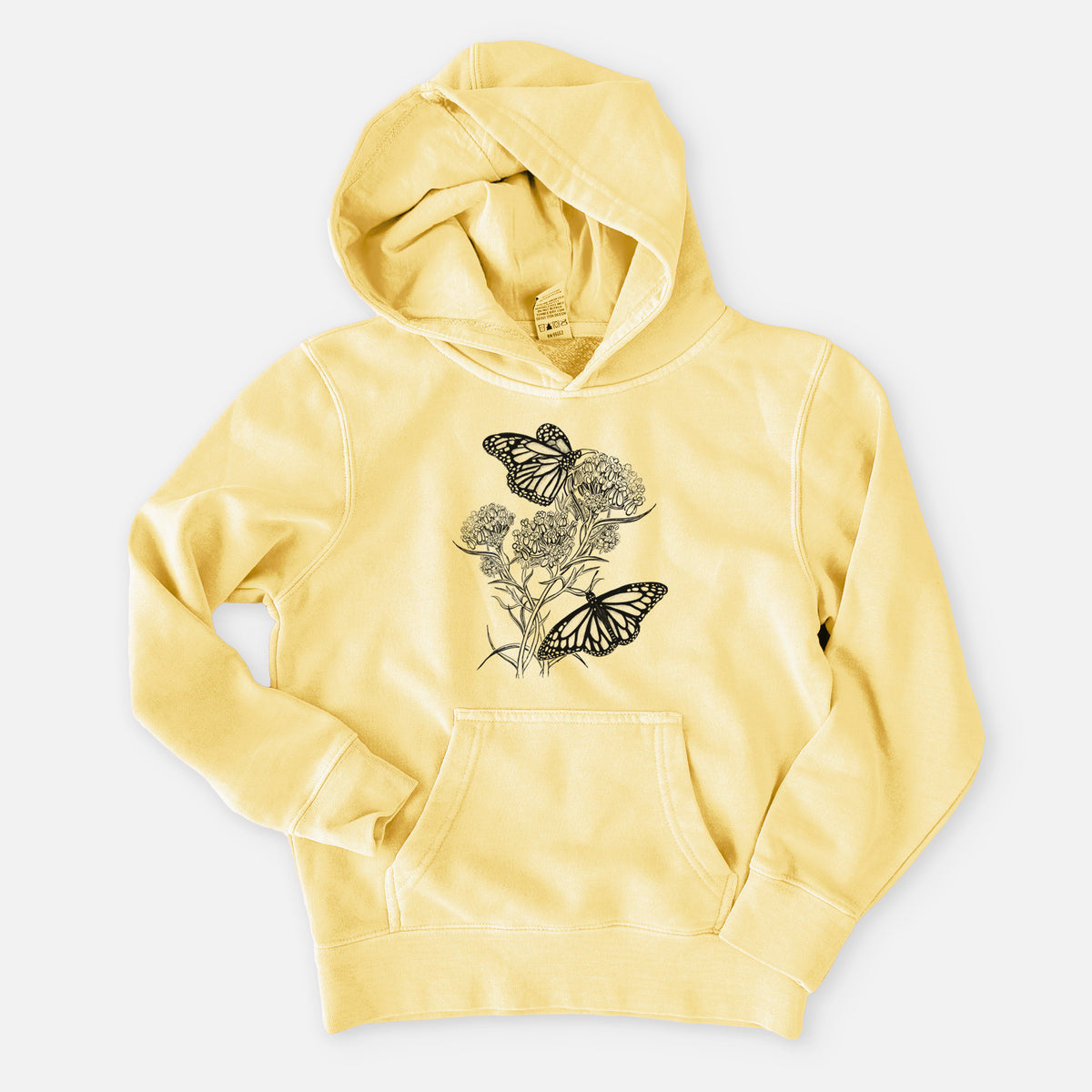 Narrowleaf Milkweed with Monarchs - Youth Pigment Dyed Hoodie