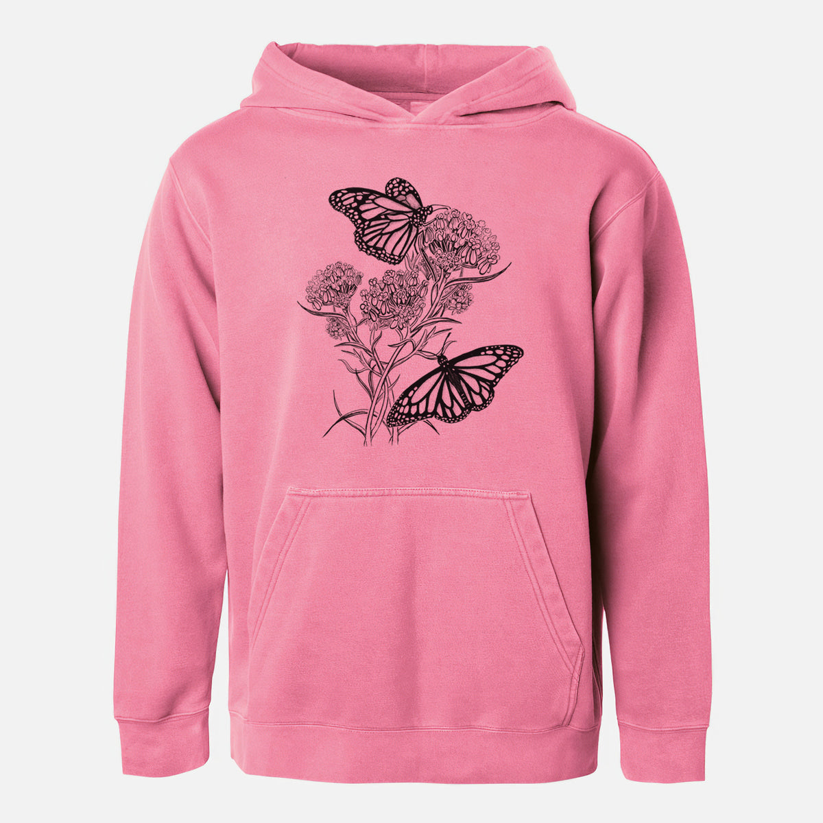 Narrowleaf Milkweed with Monarchs - Youth Pigment Dyed Hoodie