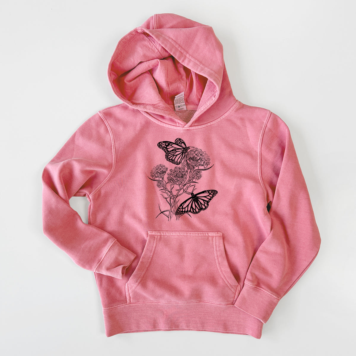 Narrowleaf Milkweed with Monarchs - Youth Pigment Dyed Hoodie
