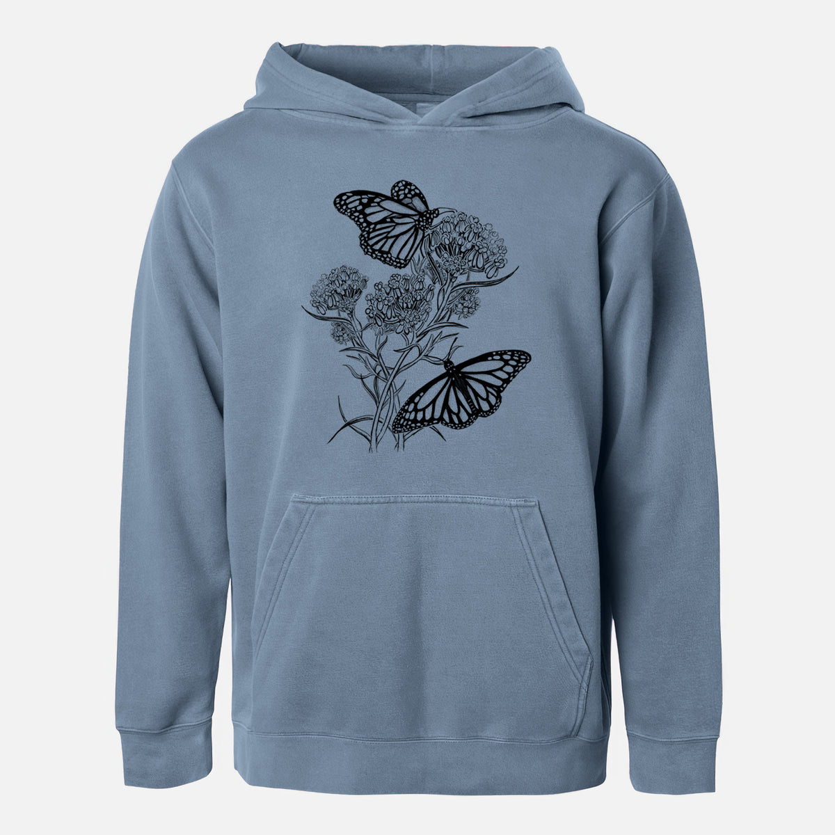 Narrowleaf Milkweed with Monarchs - Youth Pigment Dyed Hoodie